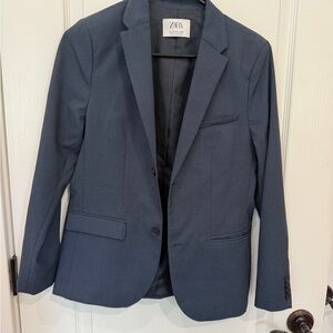Blue Textured Suit Jacket